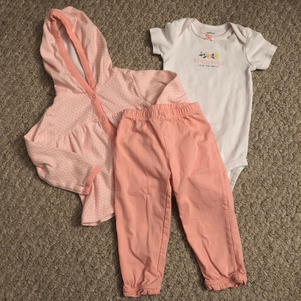 Baby Girl 3-Piece Hooded Peach Outfit